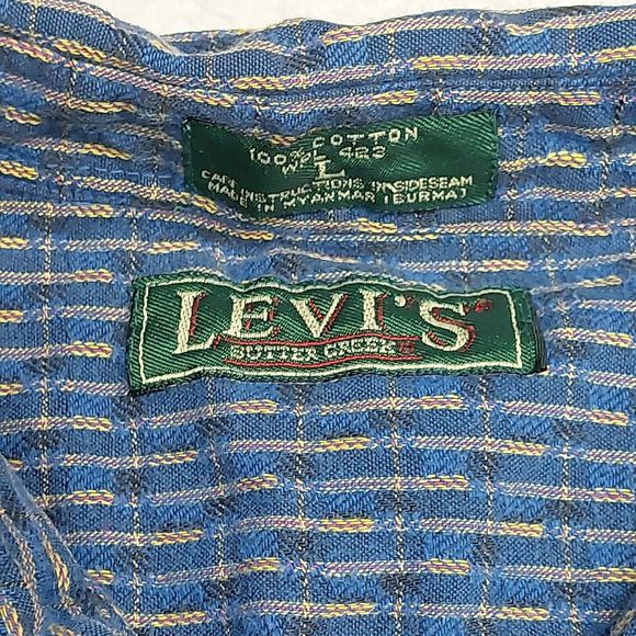 Vintage LEVI’S Sutter Creek Men's Flannel Shirt Striped 100% Cotton Size Large - Picture 3 of 7